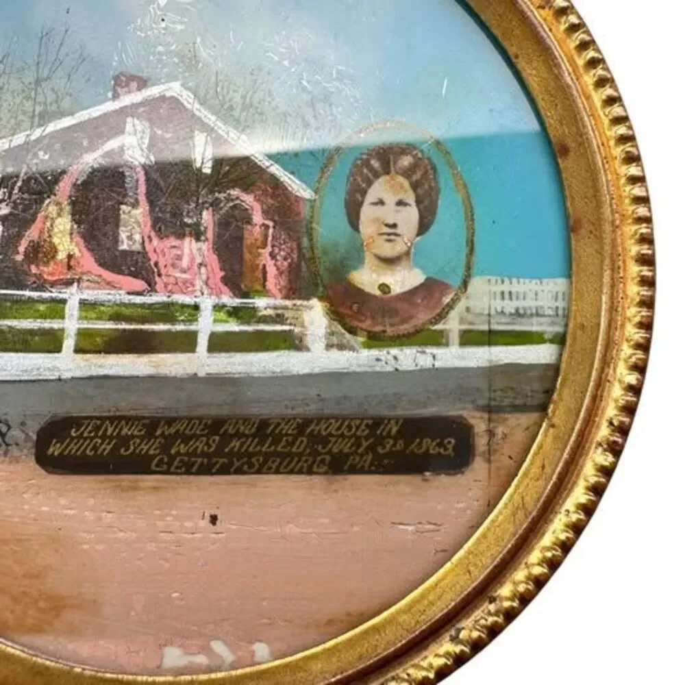 Antique Brass Jennie Wade Gettysburg PA Souvenir Mini Plaque Civil War Memorab.